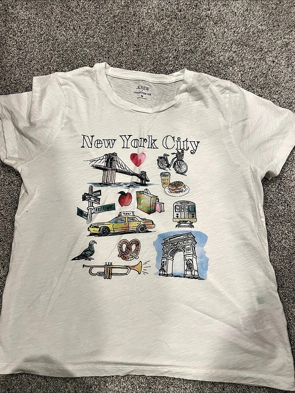 J.Crew New York City Collector Tee Graphic Tee Off White & Multicolor Medium